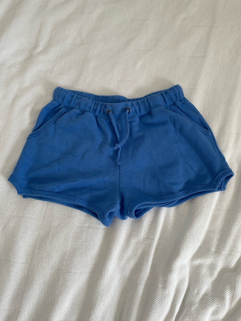 Vintage Havana Blue Ribbed Drawstring Shorts